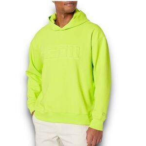 Lacoste Hoodie Mens S Neon Green Pique Sailing Sweatshirt Loose Fit Spellout